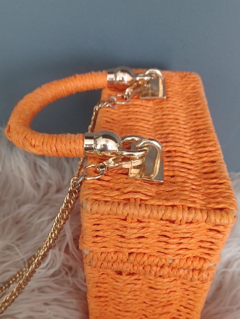 Cute Orange Wicker Box Crossbody - Picture 14 of 16